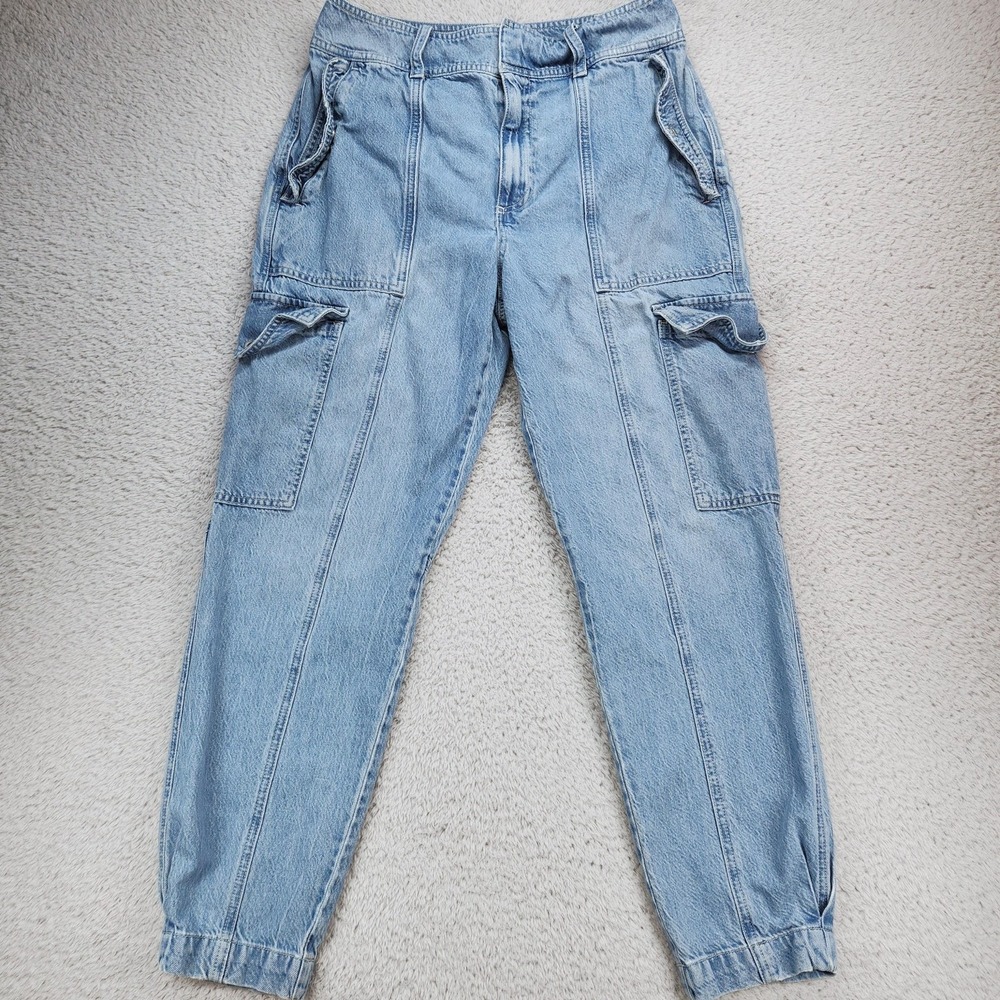 Lauren Ralph Lauren Jeans Womens 6 Light Wash High Rise Cargo Tapered Denim